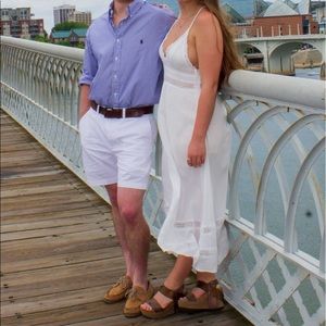 White macrame tie back forever 21 midi skirt